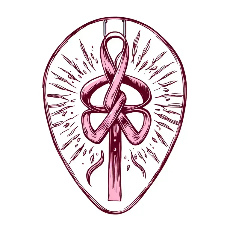 aneurysm burgundy ribbon with surgical clip tattoo design idea
