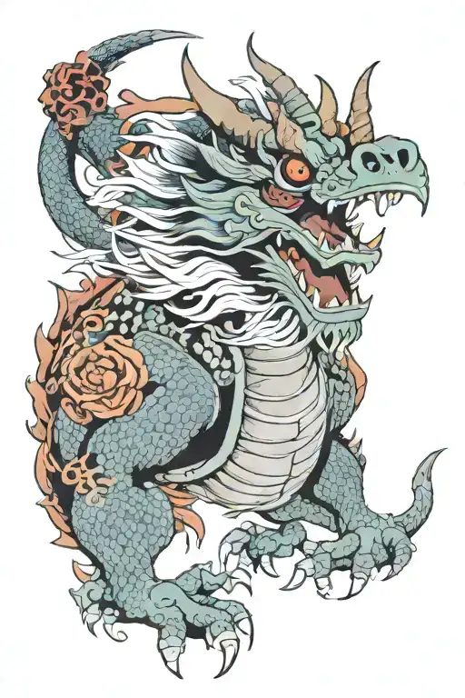 yakusa, tengu mascara, dragon tattoo design idea