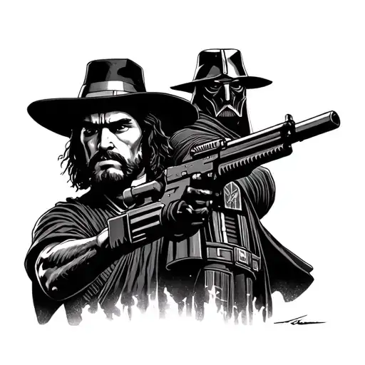 red dead redemption 2, star wars and the film the warriors tattoo design idea