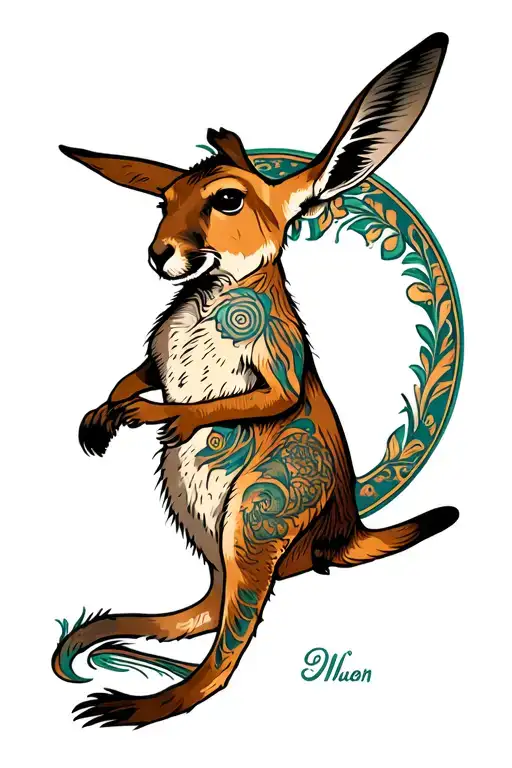 southern cross with kangaroo walking hand in hand tattoo design idea