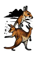 southern cross with kangaroo walking hand in hand tattoo design idea