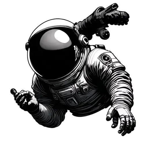 spaceman floating tattoo design idea