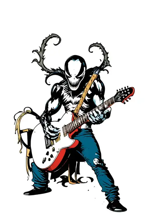 Venom playing the guitar tattoo design idea