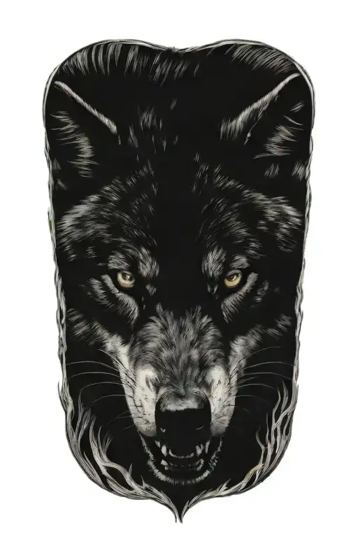 rage angry wolf side face tattoo design idea