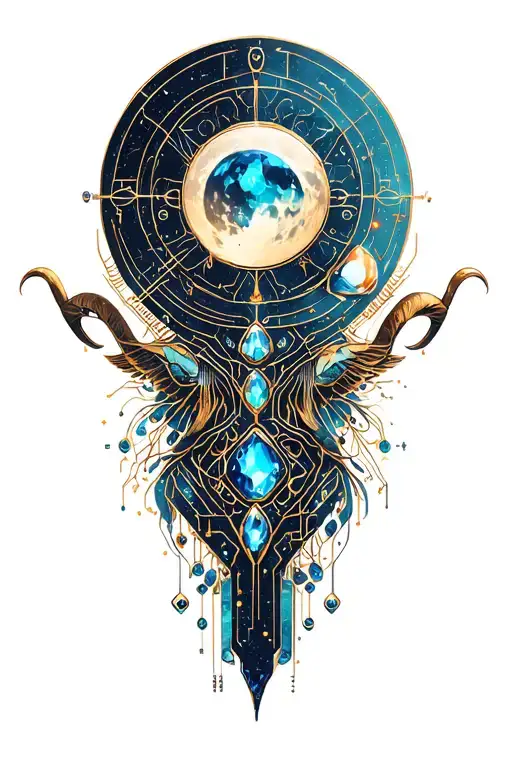 moon jewels aries and virgo vectors tattoo design idea