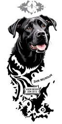 black Labrador called Sam Ben Nevis mountain. burning logo  man 2013. travel map of Europe. tribal patter  tattoo design idea