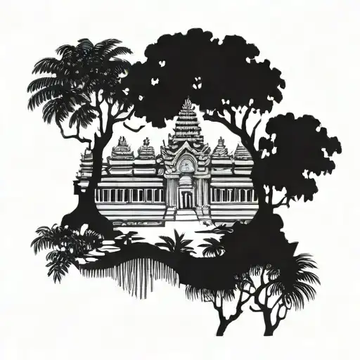 Cambodia scenery tattoo design idea