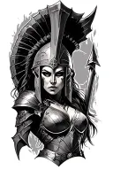 ares as a female spartan tattoo design idea