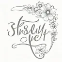 minimalist - calligraphy word ‘she’ then design the end with daisy flower with cross tattoo design idea