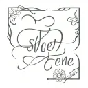 minimalist - calligraphy word ‘she’ then design the end with daisy flower with cross tattoo design idea