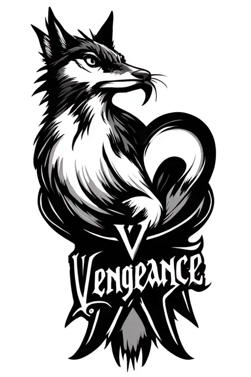 "vengeance" willy wag tail wrapped round tattoo design idea