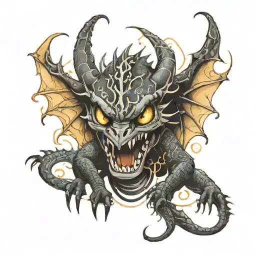 Toothless dragon with electroencephalogram  tattoo design idea