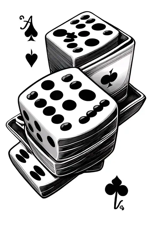 Dice and cards tattoo design idea