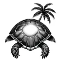 turtle shell with a palm tree through it on the top tattoo design idea