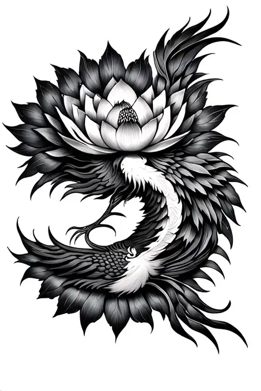 mandala Lotus Phoenix rising tattoo design idea