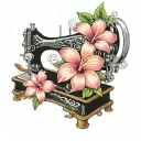 sewing machine hawaii plumeria tattoo design idea