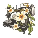 sewing machine hawaii plumeria tattoo design idea