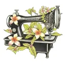 sewing machine hawaii plumeria tattoo design idea