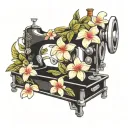 sewing machine hawaii plumeria tattoo design idea