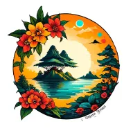 curiosity, knowledge, travel, experiencing new cultures and beautiful landscapes tattoo design idea