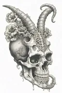 goat skull and mushrooms toad smoking tattoo design idea