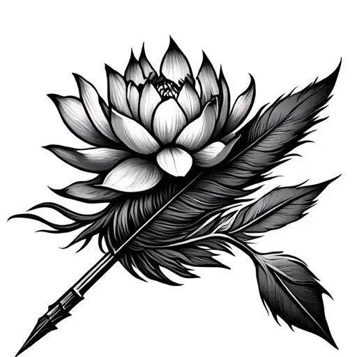 arrow with umalome for arrow head and lotus for feather flights tattoo design idea