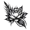 arrow with umalome for arrow head and lotus for feather flights tattoo design idea