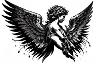 myth Icarus falling angel with feathers tattoo design idea