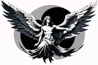 myth Icarus falling angel with feathers tattoo design idea