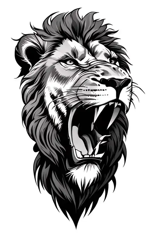 Lion roaring tattoo design idea