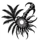scorpio palm tree and sun shining tattoo design idea