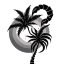 scorpio palm tree and sun shining tattoo design idea