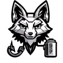 Mechanical fox head logo. Fox head is plugged into a battery. Low detail, simple design. tattoo design idea