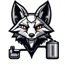 Mechanical fox head logo. Fox head is plugged into a battery. Low detail, simple design. tattoo design idea