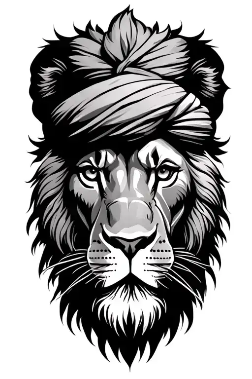 Sikh Warrior, Lion, Punjabi culture tattoo design idea