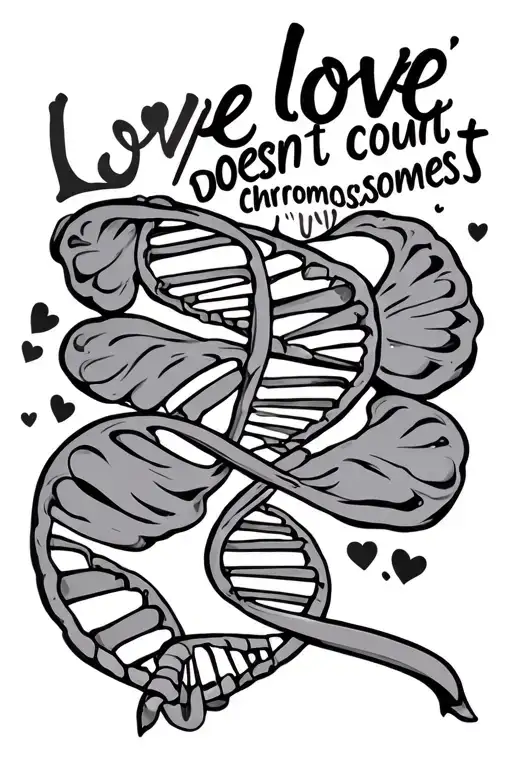 "Love doesn’t count chromosomes" dna strand tattoo design idea
