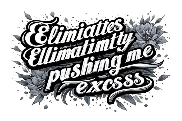 Written "Eliminates my limits pushing me to excess" tattoo design idea
