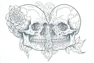 2 skulls in love tattoo design idea