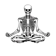 skeleton meditating figure surrounded tattoo design idea