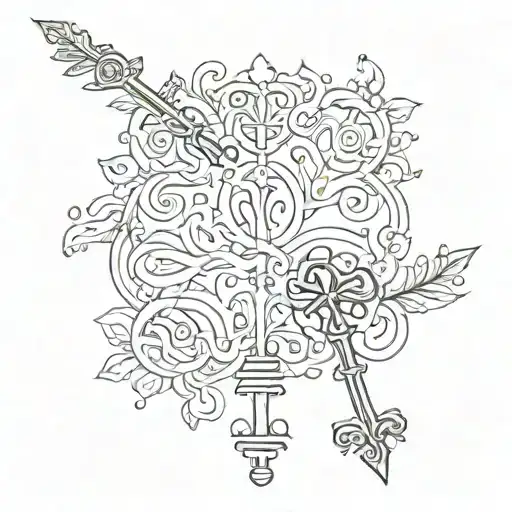 skeleton key tattoo design idea