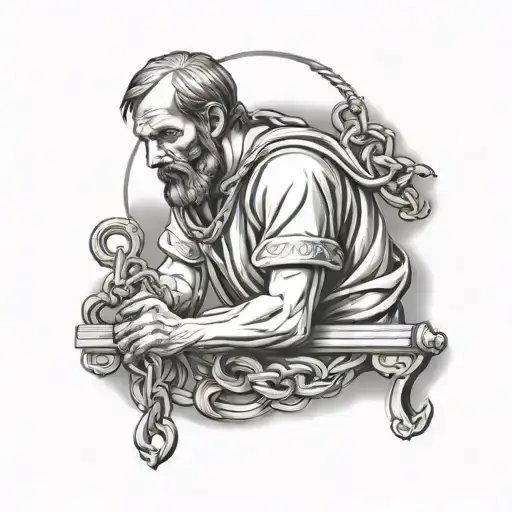 saint paul chained to a wall tattoo design idea