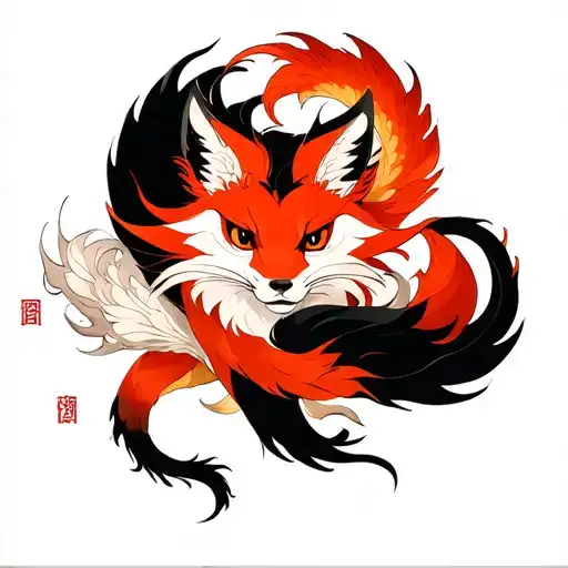 nine tailed fox tattoo design idea