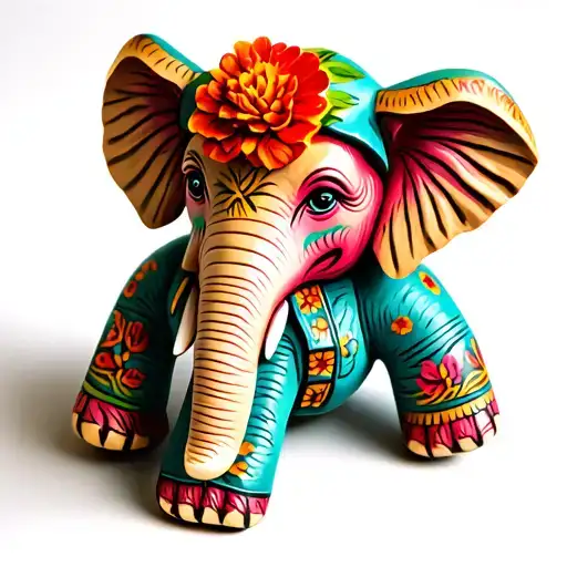 elephant voodoo doll tattoo design idea