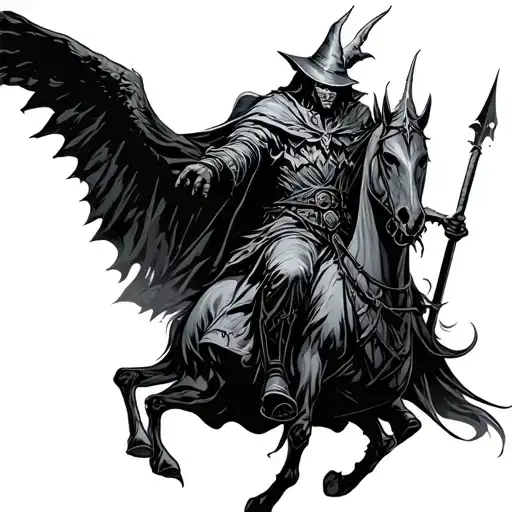 witch king of angmar riding nazgul lord of the rings tattoo design idea