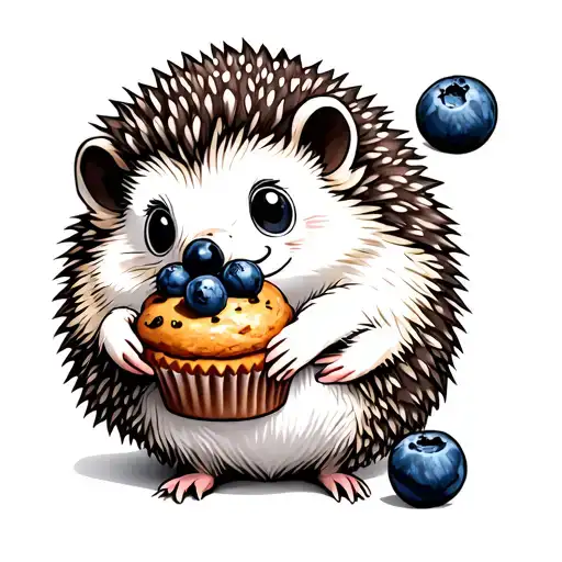 hedgehog holding blueberry muffin tattoo design idea