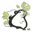 guinea pig eating lettuce tattoo design idea
