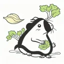 guinea pig eating lettuce tattoo design idea