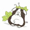 guinea pig eating lettuce tattoo design idea