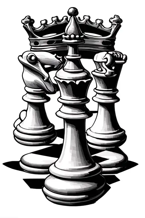 king and queen chess pieces tattoo design idea