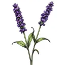 2 English lavender flowers outlining, smooth leaves, taper the flower more, fine line tattoo design idea